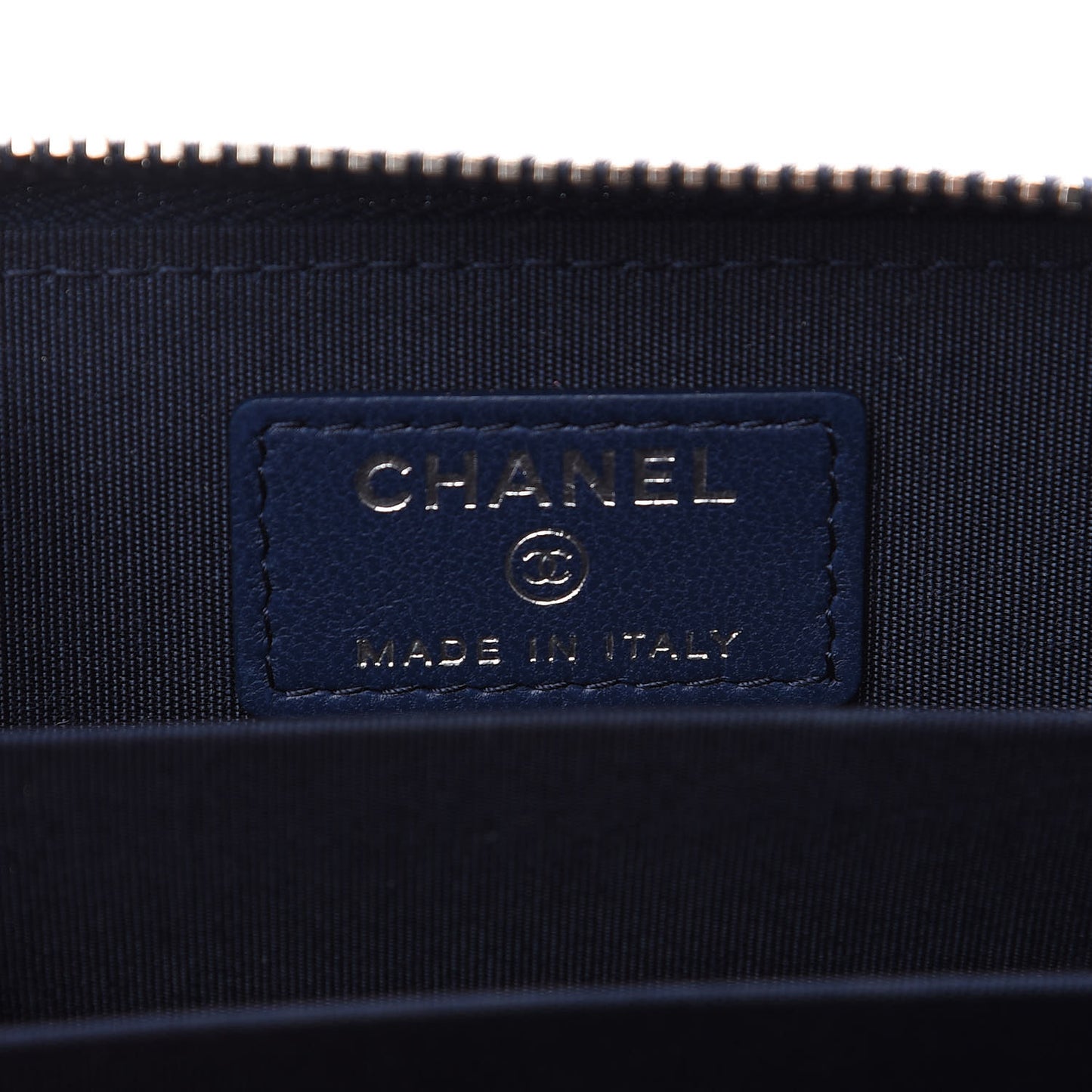Lambskin Quilted CC Crossing Zip Around Coin Purse Navy
