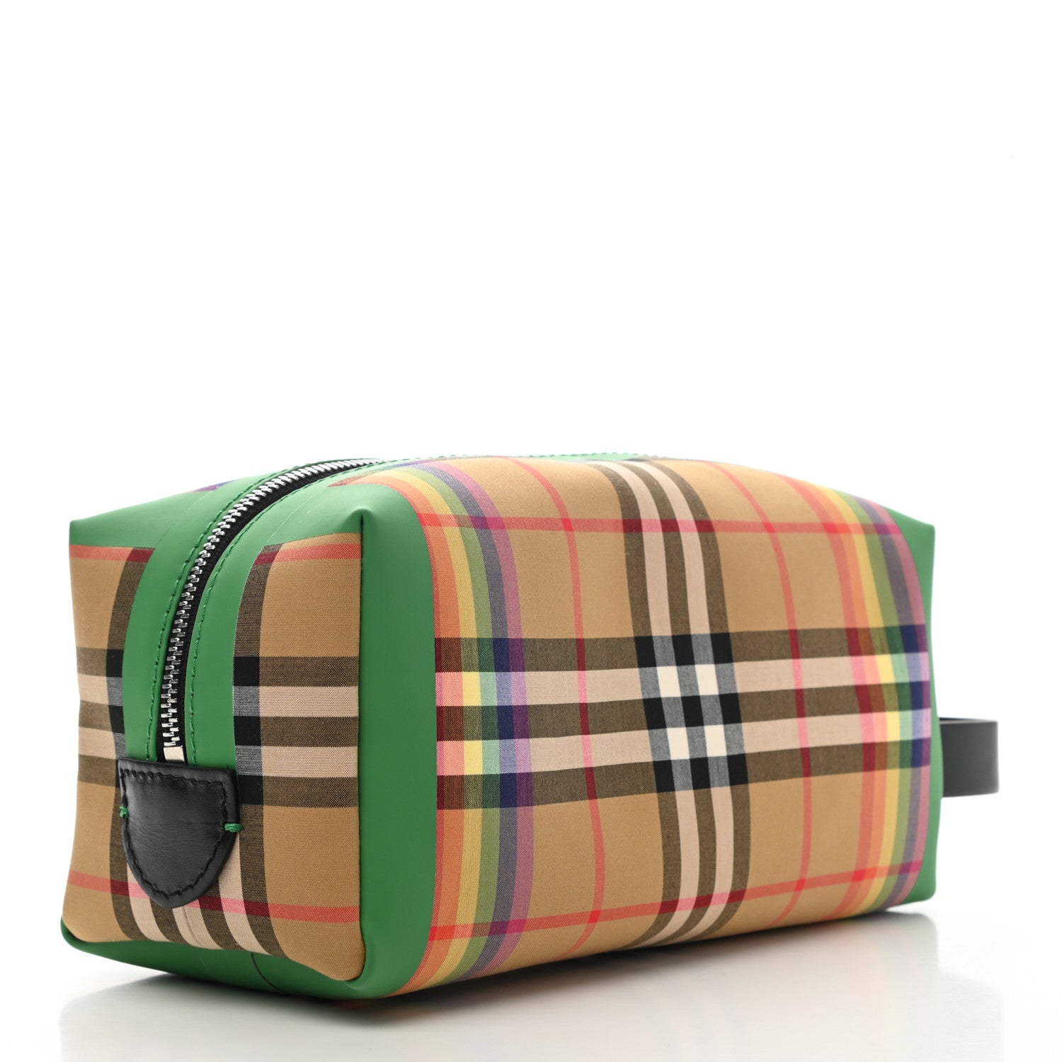 Burberry Vintage Rainbow Check Travel Pouch Antique Yellow Green 3 of 7