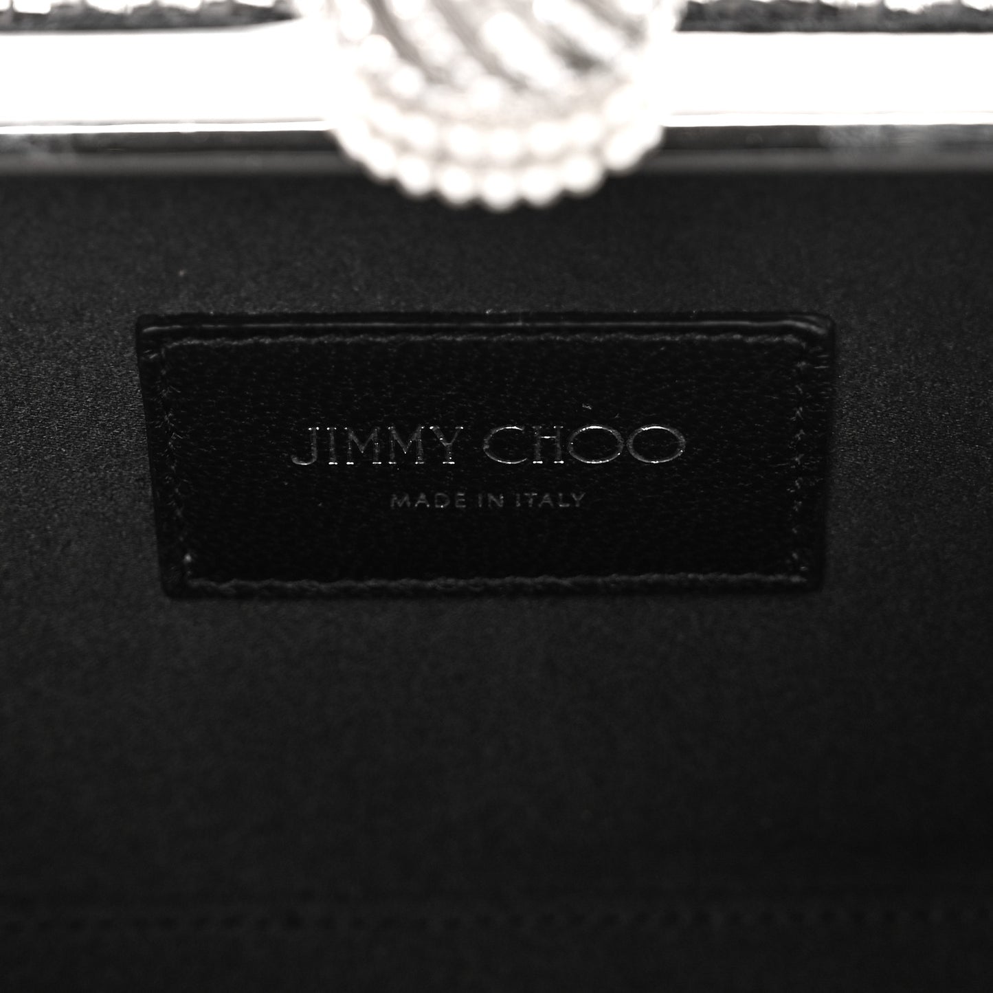 Satin Feather Crystal Embellished Celeste Clutch Black