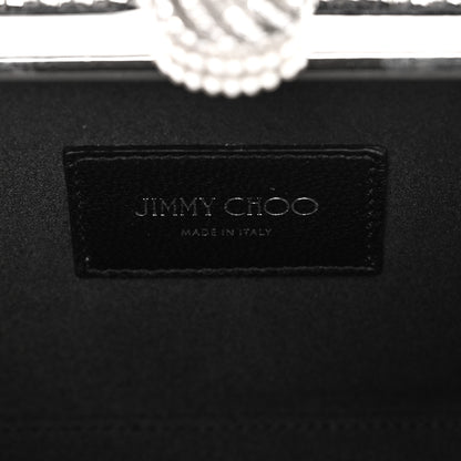 Jimmy Choo Satin Feather Crystal Embellished Celeste Clutch Black 6 of 9