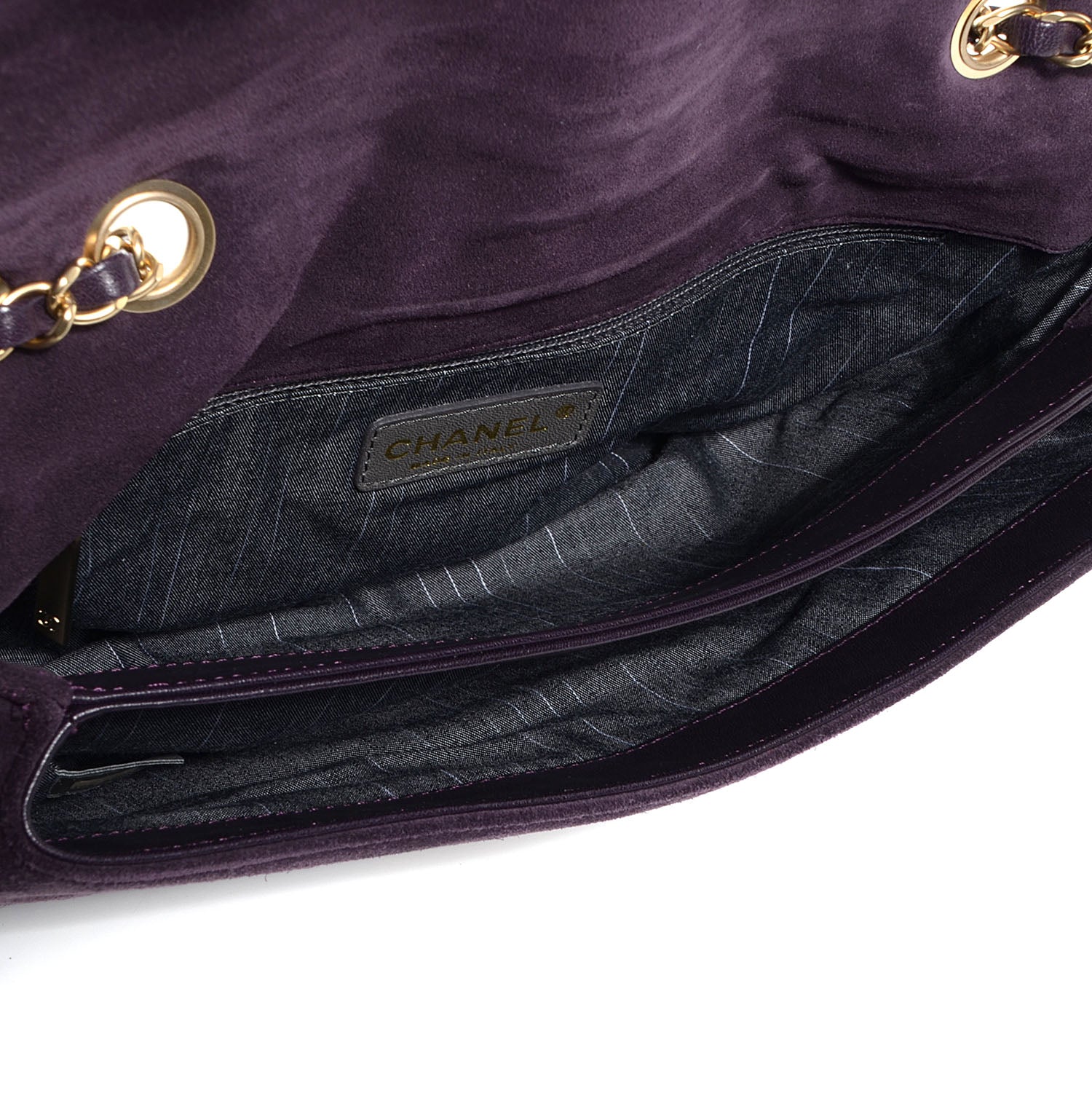 Chanel Suede Union Jack Jumbo Mademoiselle Flap Purple 5 of 9