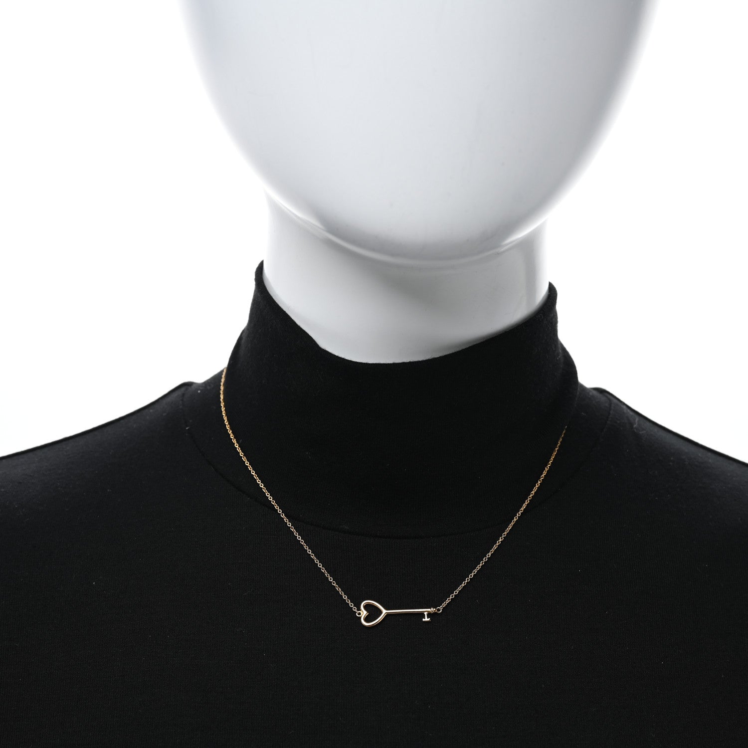 Tiffany 18K Yellow Gold Heart Key Pendant Necklace 3 of 4