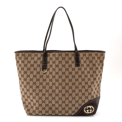 Gucci Monogram Large New Britt Tote Brown 1 of 10