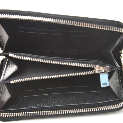 Saint Laurent Grain De Poudre Matelasse Chevron Monogram Zip Around Wallet Earth 5 of 8