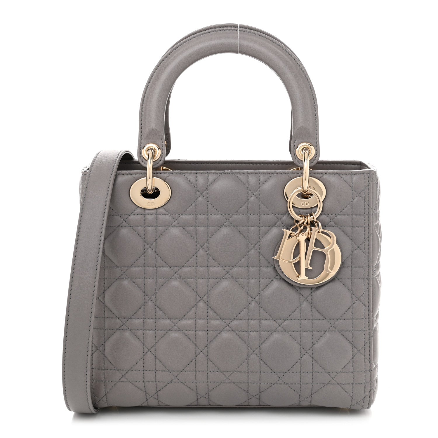 Christian Dior Lambskin Cannage Medium Lady Dior Grey 1 of 10