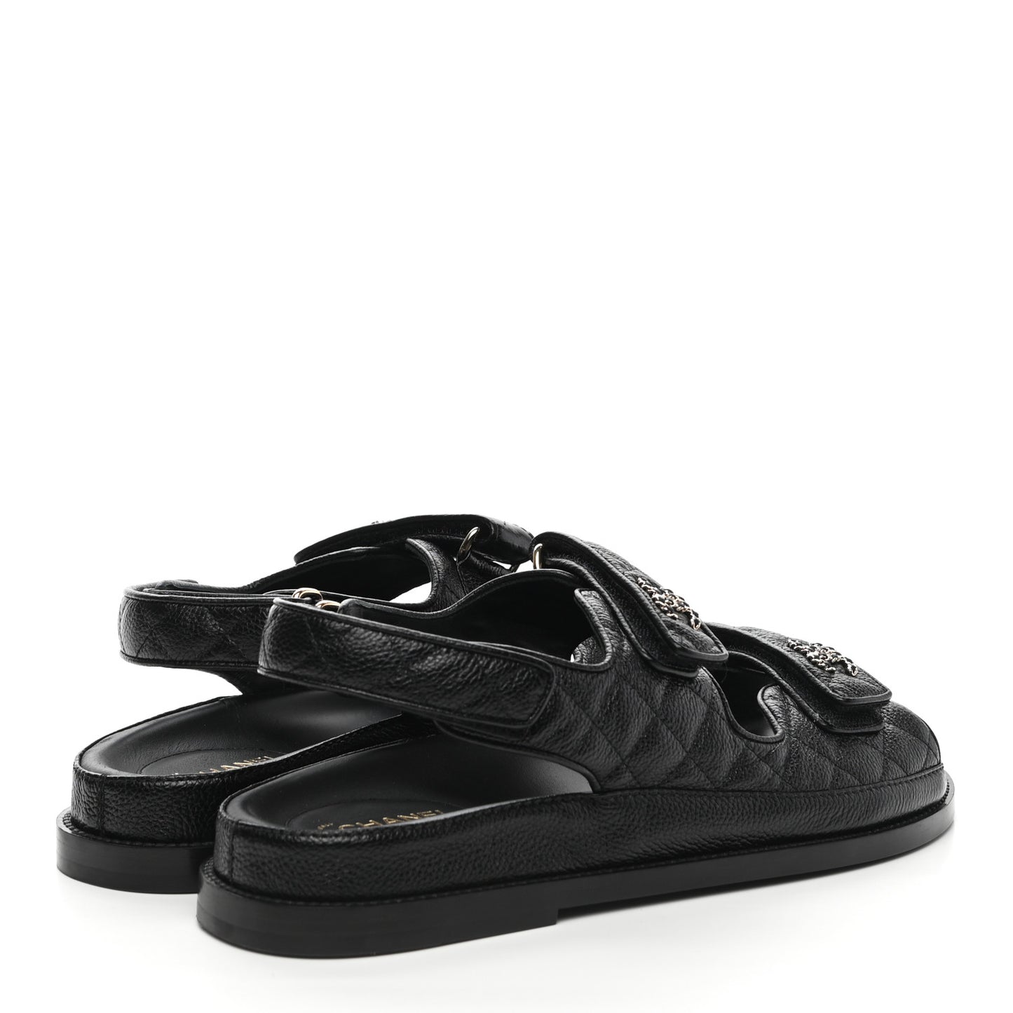 Grained Calfskin Velcro Dad Sandals 40.5 Black