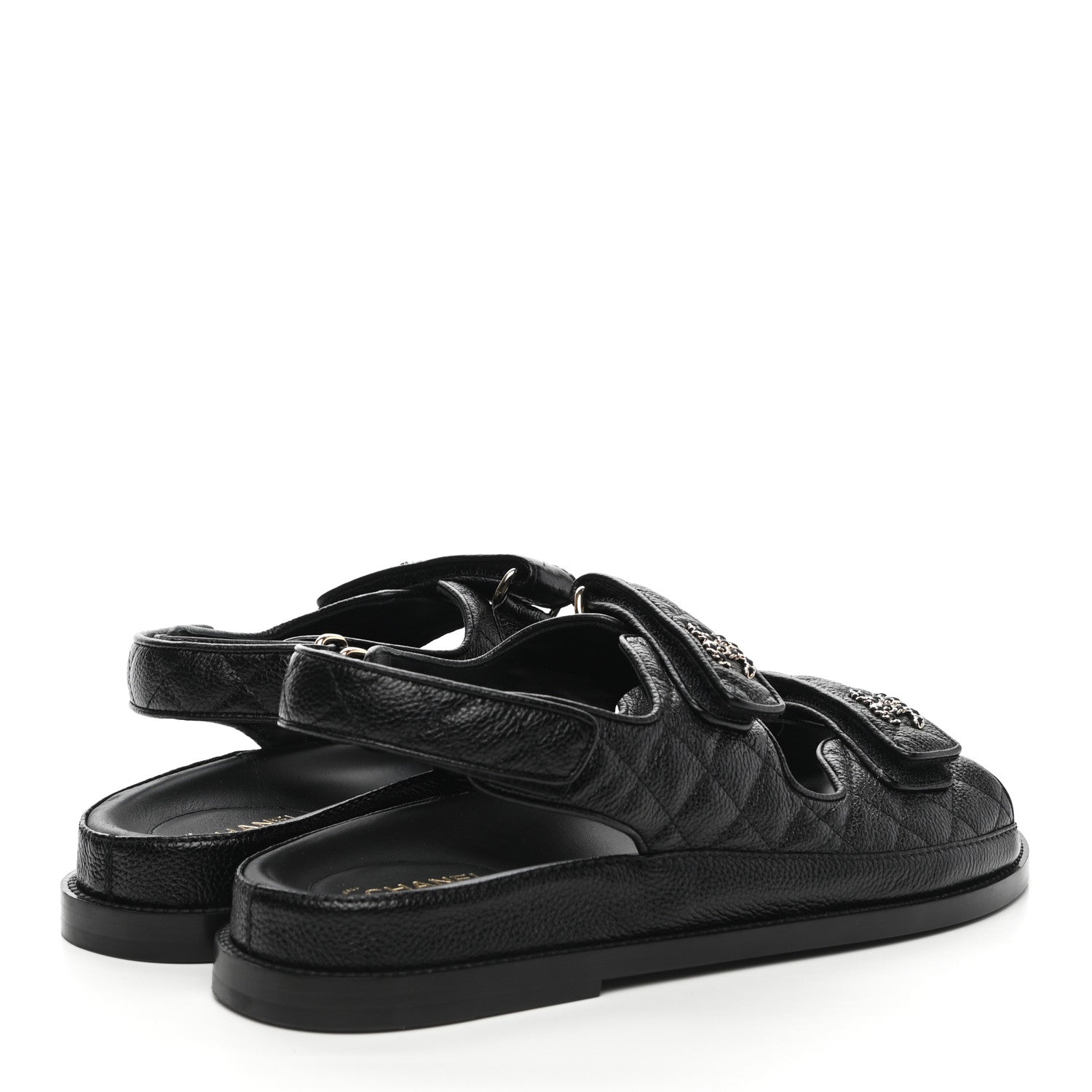 Chanel Grained Calfskin Velcro Dad Sandals 40.5 Black 4 of 12