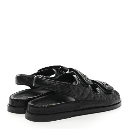 Chanel Grained Calfskin Velcro Dad Sandals 40.5 Black 4 of 12
