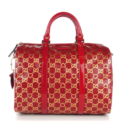 Gucci Patent GG Valentine Medium Joy Boston Red Gold 1 of 8