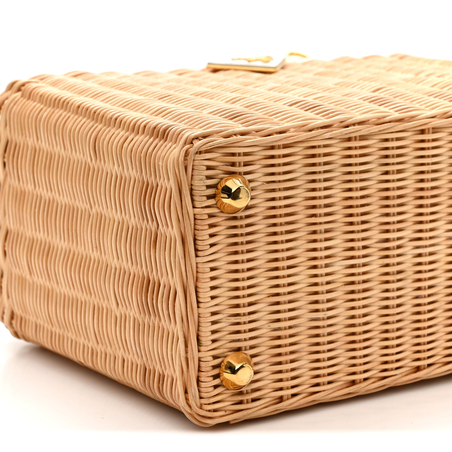 Wicker Canvas Tote  Naturale  White