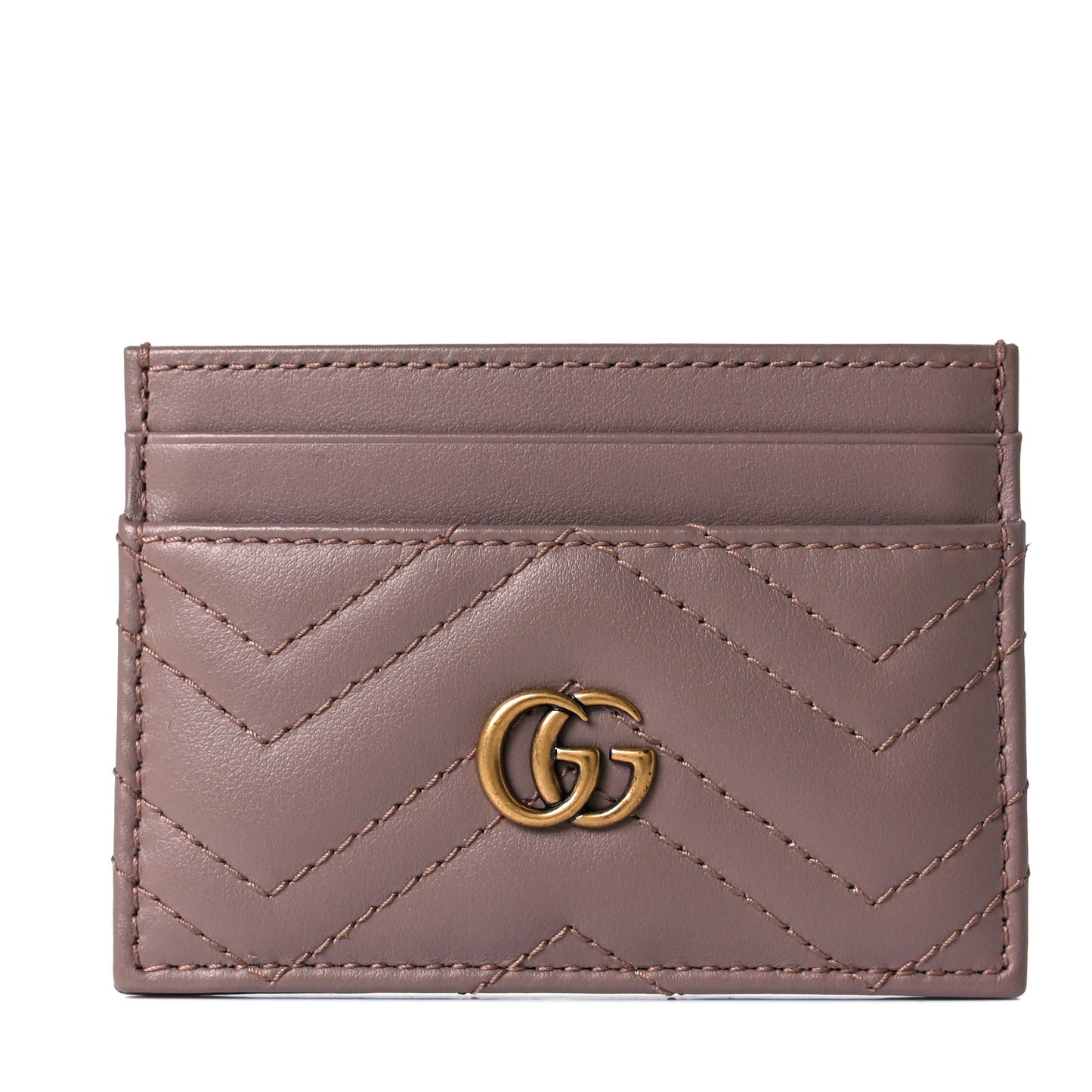 Calfskin Matelasse GG Marmont Card Holder Porcelain Rose