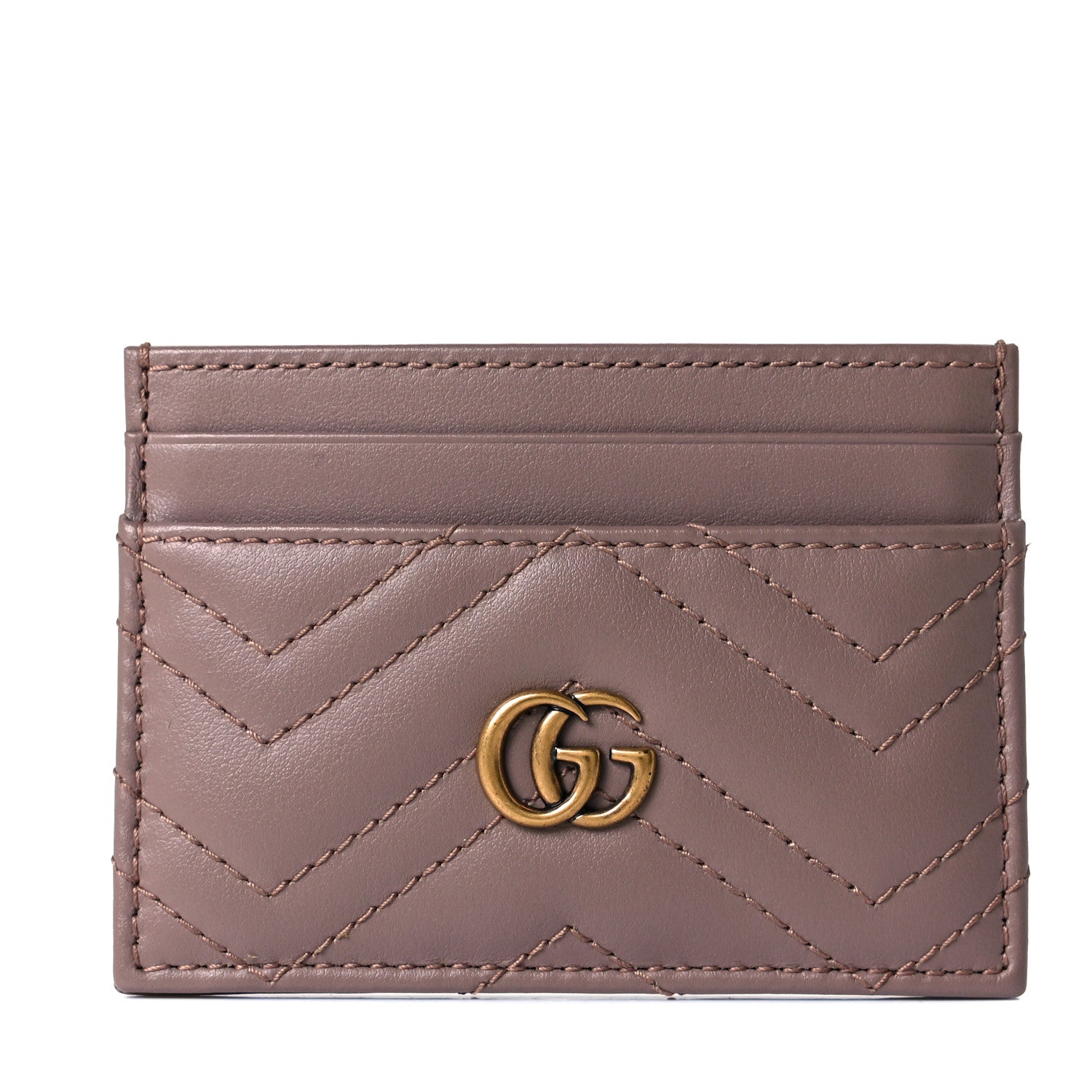 Gucci Calfskin Matelasse GG Marmont Card Holder Porcelain Rose 1 of 7
