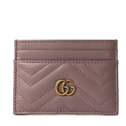 Gucci Calfskin Matelasse GG Marmont Card Holder Porcelain Rose 1 of 7