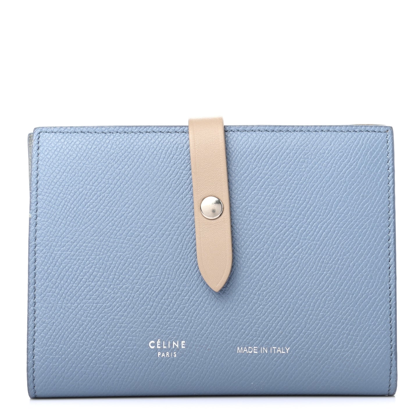 Grained Calfskin Medium Multifunction Strap Wallet Cloud