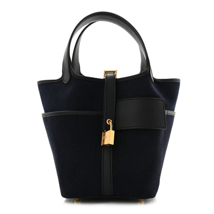 Hermes Toile Goeland Swift Cargo Picotin Lock 18 Bleu Marine 1 of 10