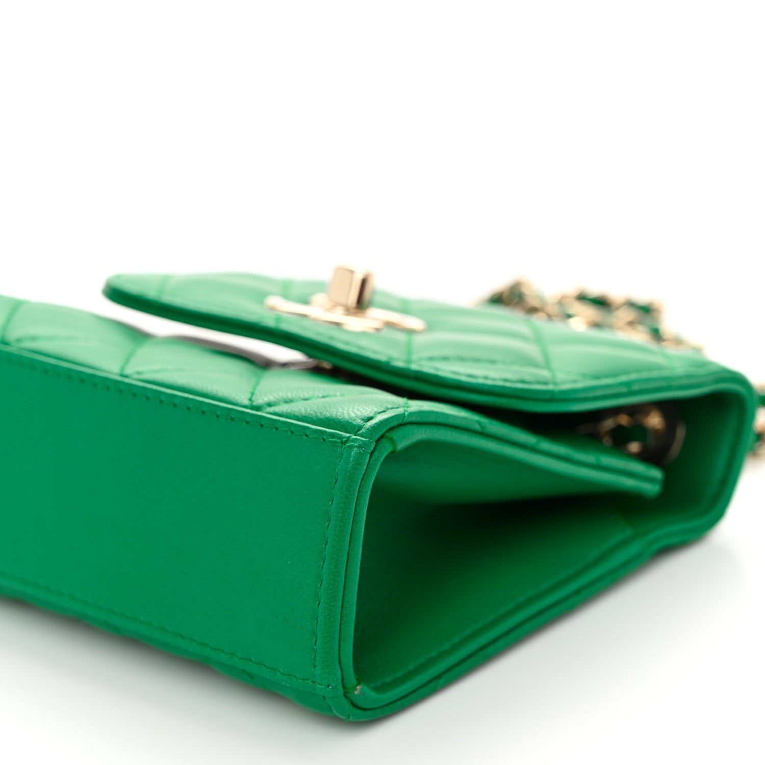 Chanel Lambskin Quilted Mini Trendy CC Chain Wallet Green 10 of 12