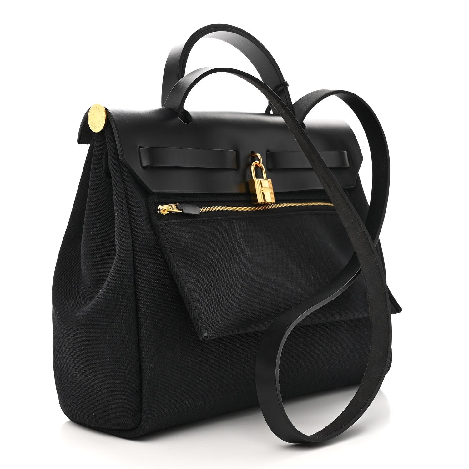 Hermes Military Toile Vache Hunter Herbag Zip PM 31 Black 4 of 12