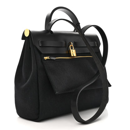 Hermes Military Toile Vache Hunter Herbag Zip PM 31 Black 4 of 12
