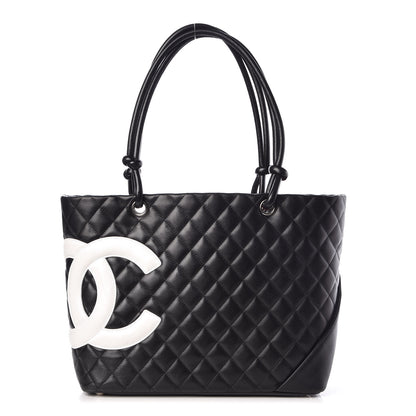 Chanel Calfskin Quilted Large Cambon Tote Black White 1 of 15