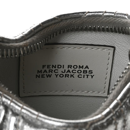 Fendi X MARC JACOBS Laminated Craquele Lambskin Nano Fendigraphy Hobo Charm Argento 7 of 8