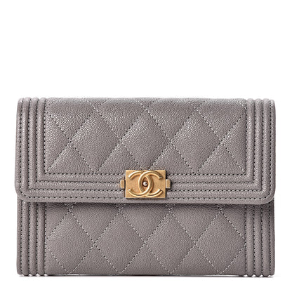 Chanel Caviar Quilted Medium Boy Flap Wallet Grey 1 of 8