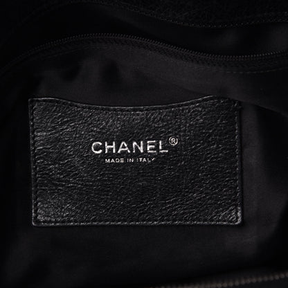 Chanel Glazed Calfskin Diamond Stitched XL On The Road Zip Tote Black 10 of 13