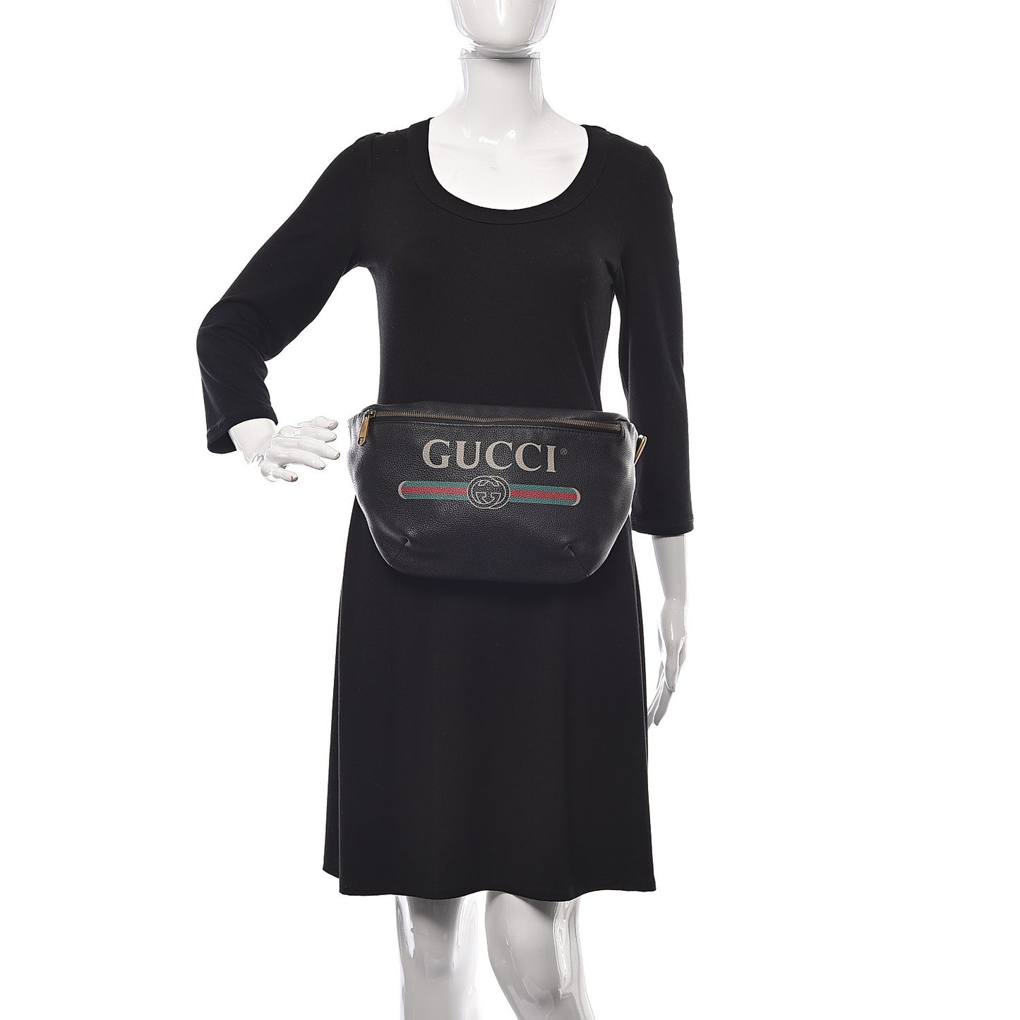 Grained Calfskin Logo Belt Bag Black
