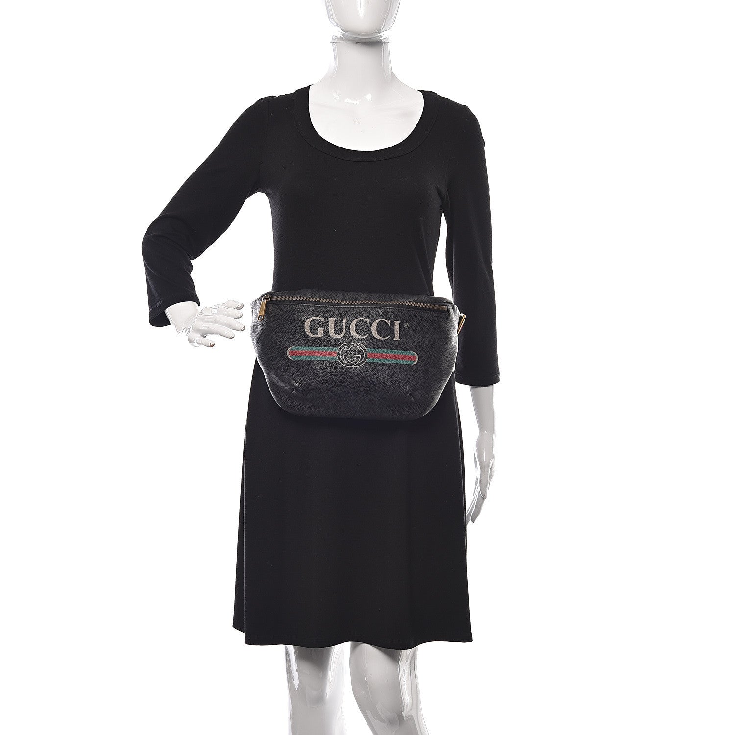 Gucci Grained Calfskin Logo Belt Bag Black 2 of 12