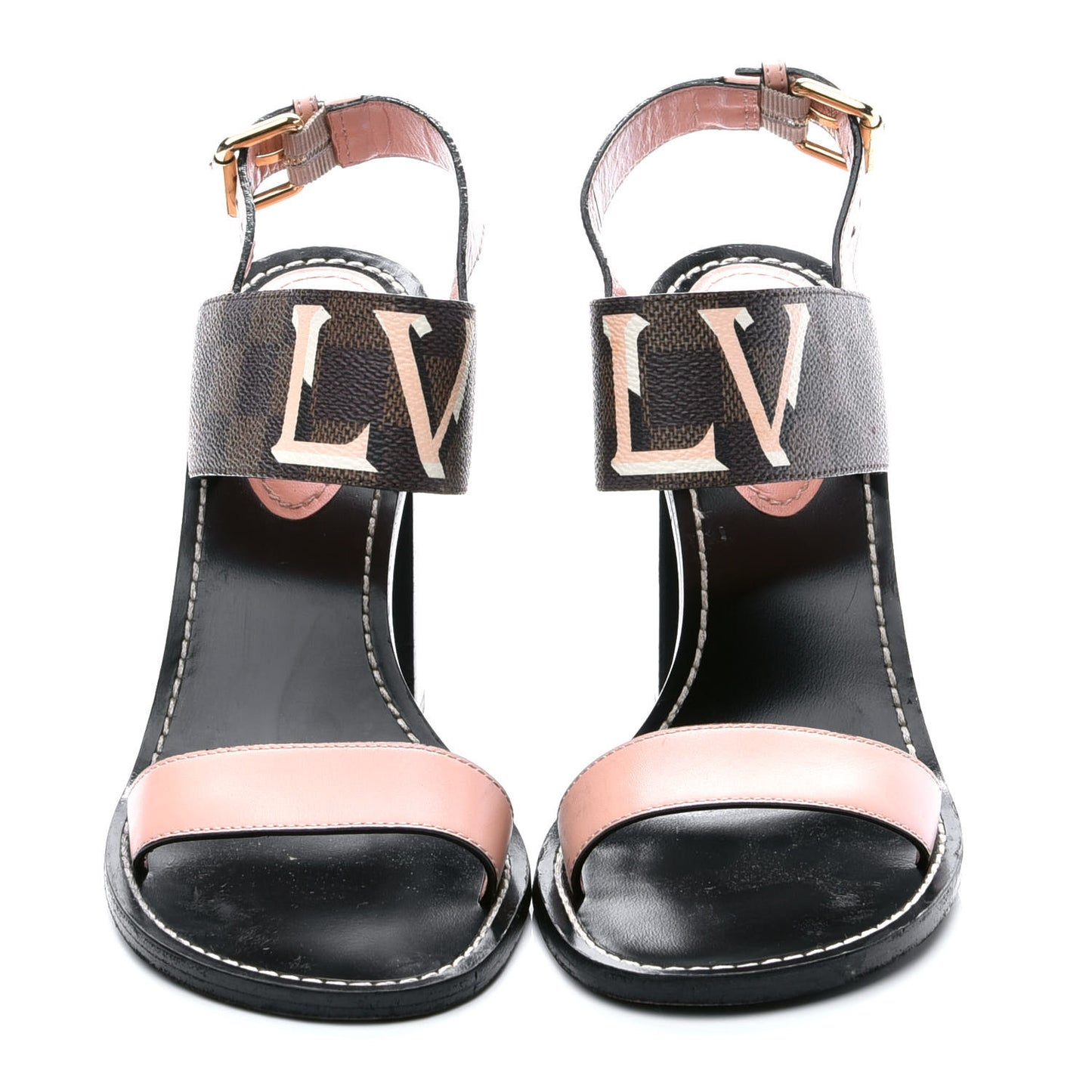 Calfskin Damier Ebene Passenger Heeled Sandals 39
