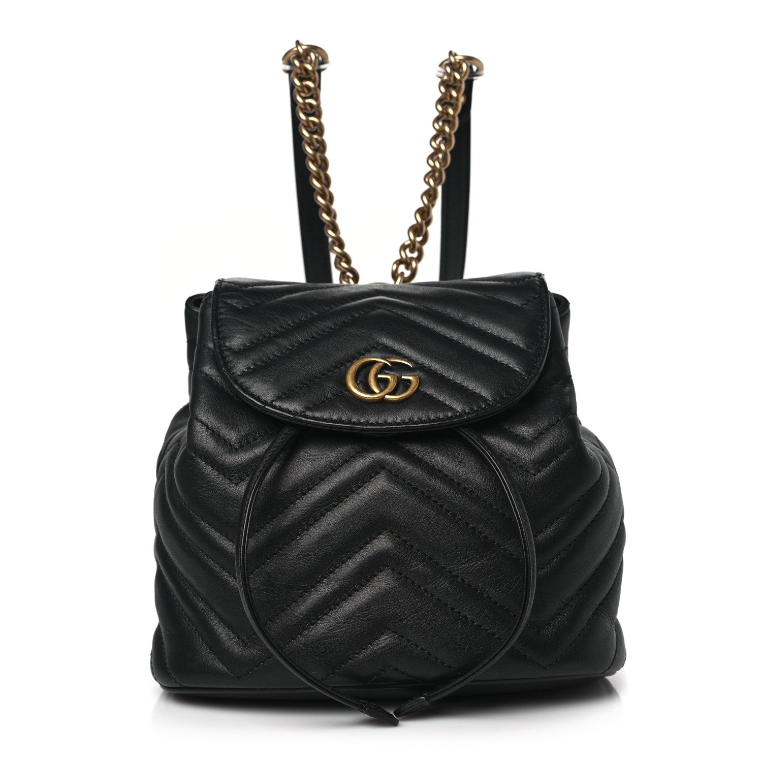 Gucci Calfskin Matelasse GG Marmont Flap Backpack Black 1 of 10