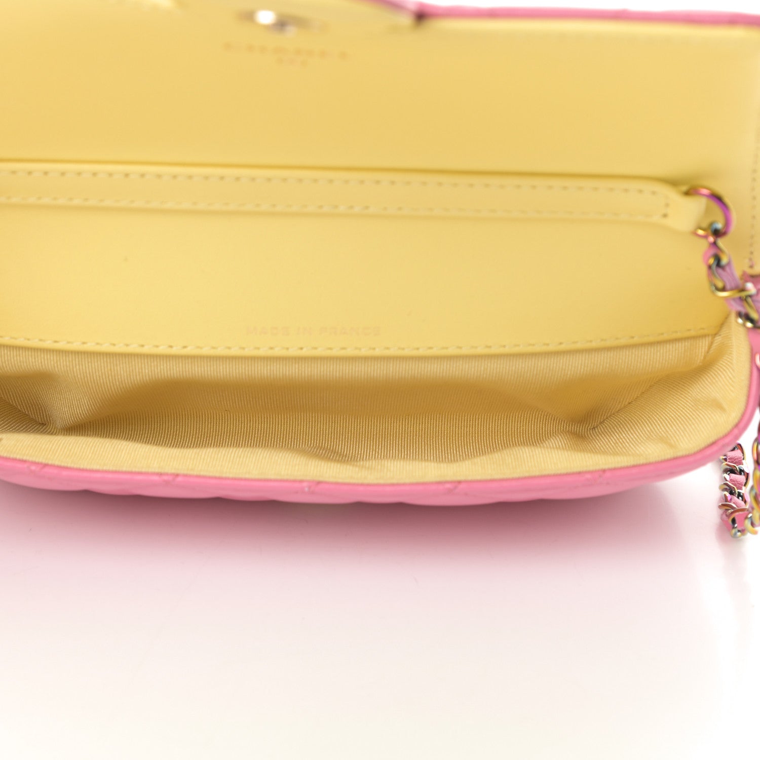 Chanel Lambskin Quilted Glasses Case With Chain Pink Yellow 5 of 12