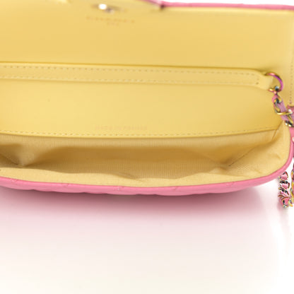 Chanel Lambskin Quilted Glasses Case With Chain Pink Yellow 5 of 12