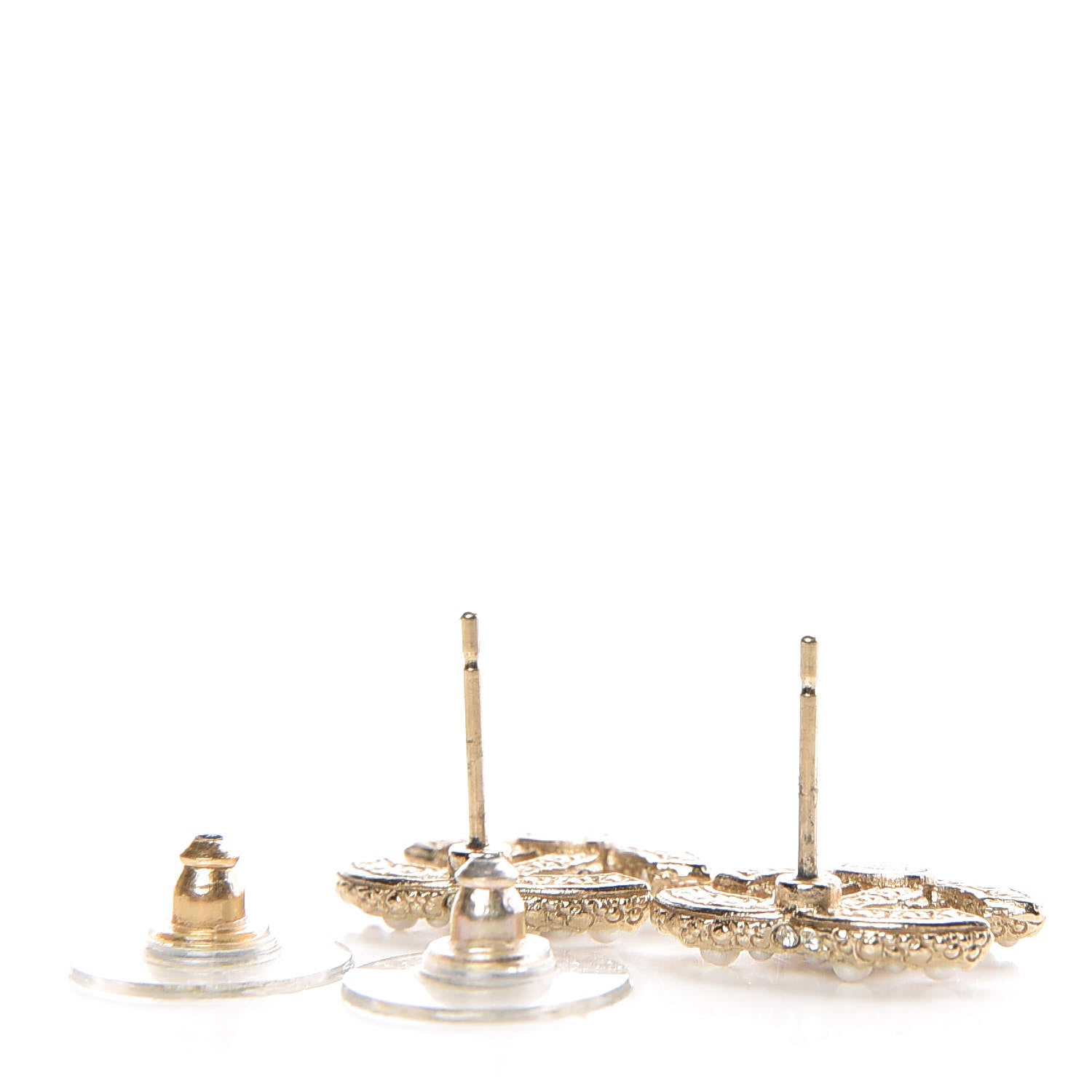 Chanel Pearl CC Earrings Light Gold 3 of 4