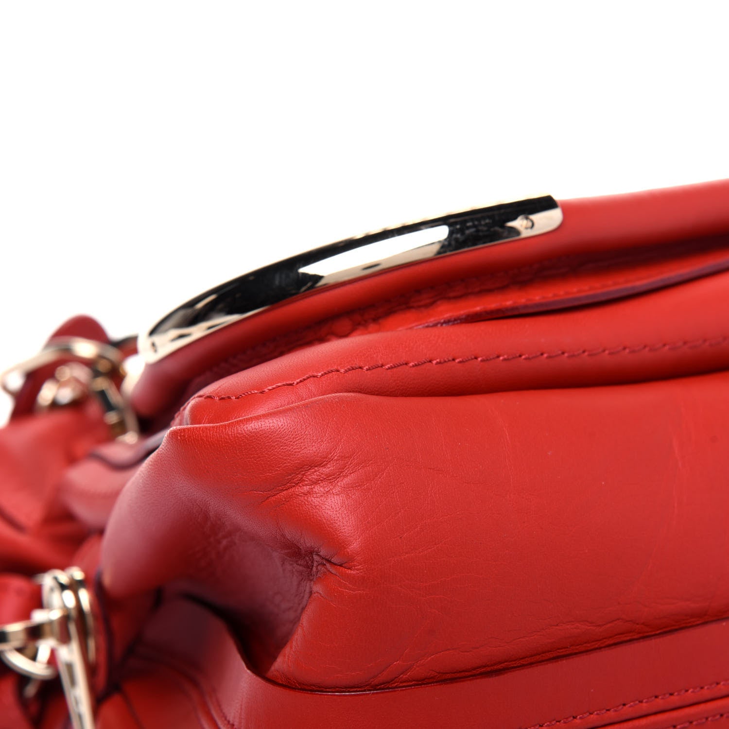Chloe Calfskin Medium Paraty Metal Bar Trim Red 11 of 29