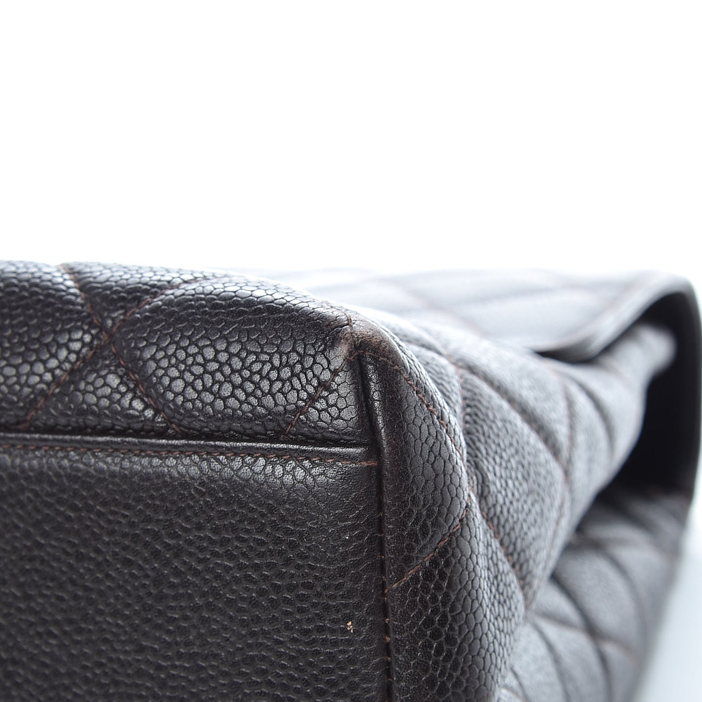 Caviar Quilted Jumbo Kelly Flap Dark Brown