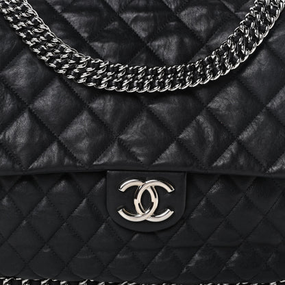 Chanel Washed Lambskin Quilted Maxi Chain Around Flap Black 8 of 11