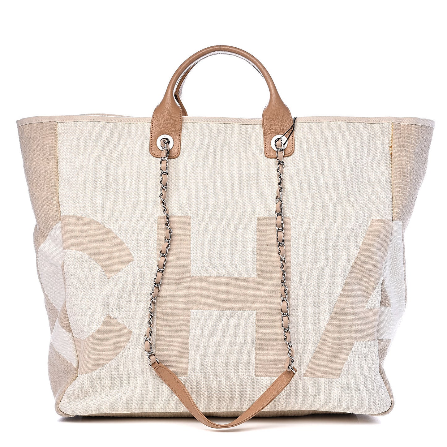 Canvas Large Shopping Tote White Beige