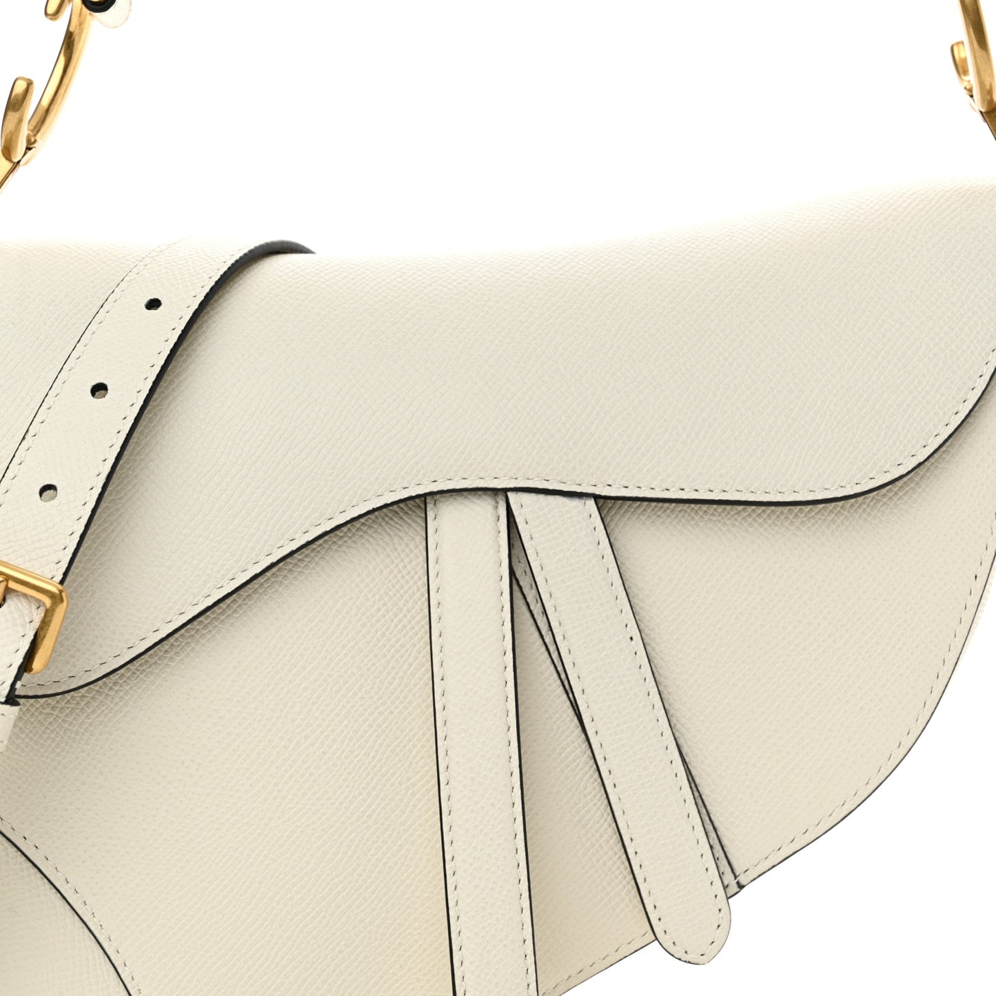 Grained Calfskin Saddle Bag With Strap Latte