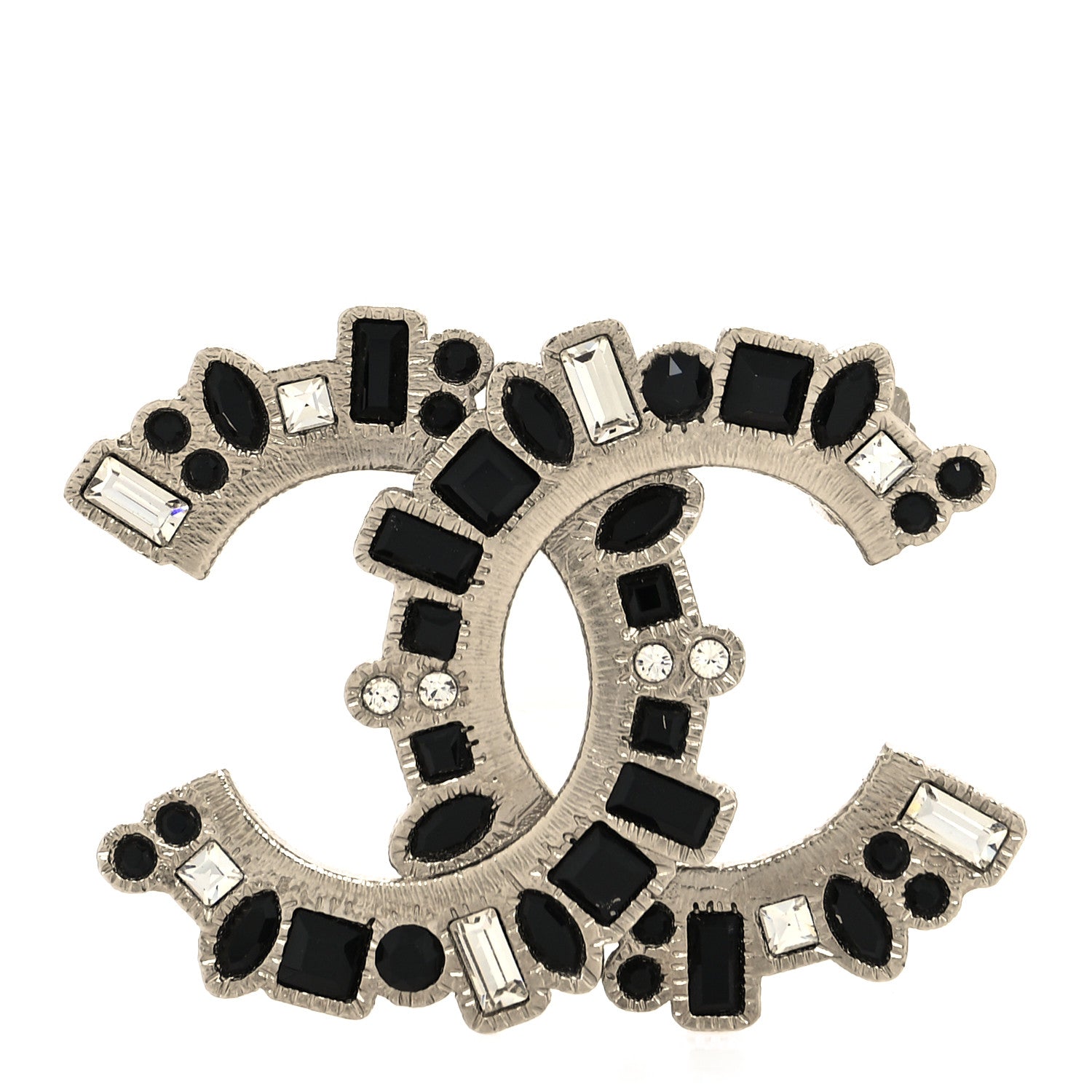 Chanel Baguette Crystal CC Brooch Black Gold 1 of 3