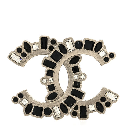 Chanel Baguette Crystal CC Brooch Black Gold 1 of 3