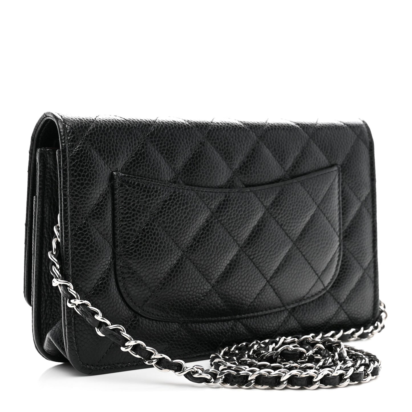 Caviar Quilted Wallet on Chain WOC Black