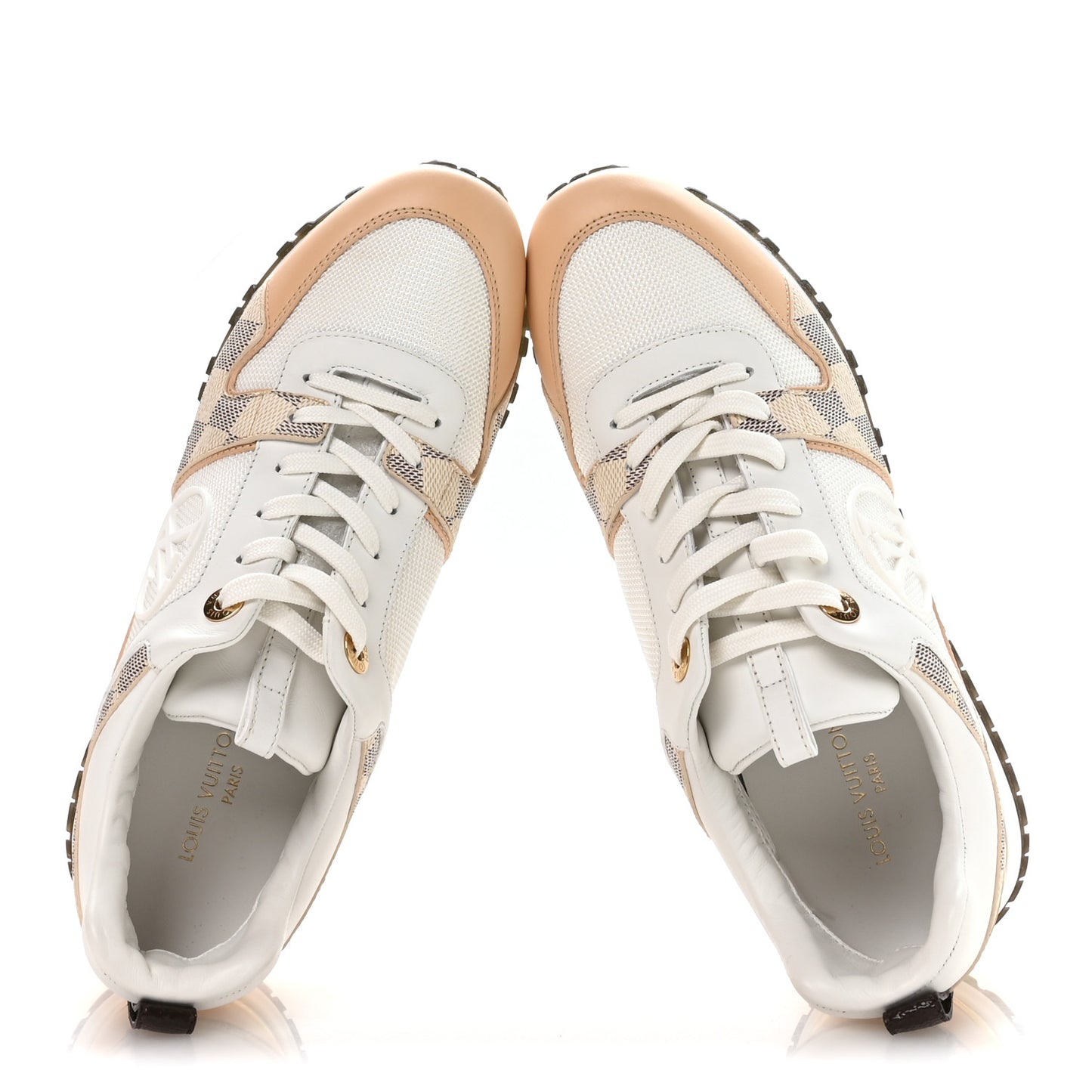 Calfskin Damier Azur Run Away Sneakers 38 White