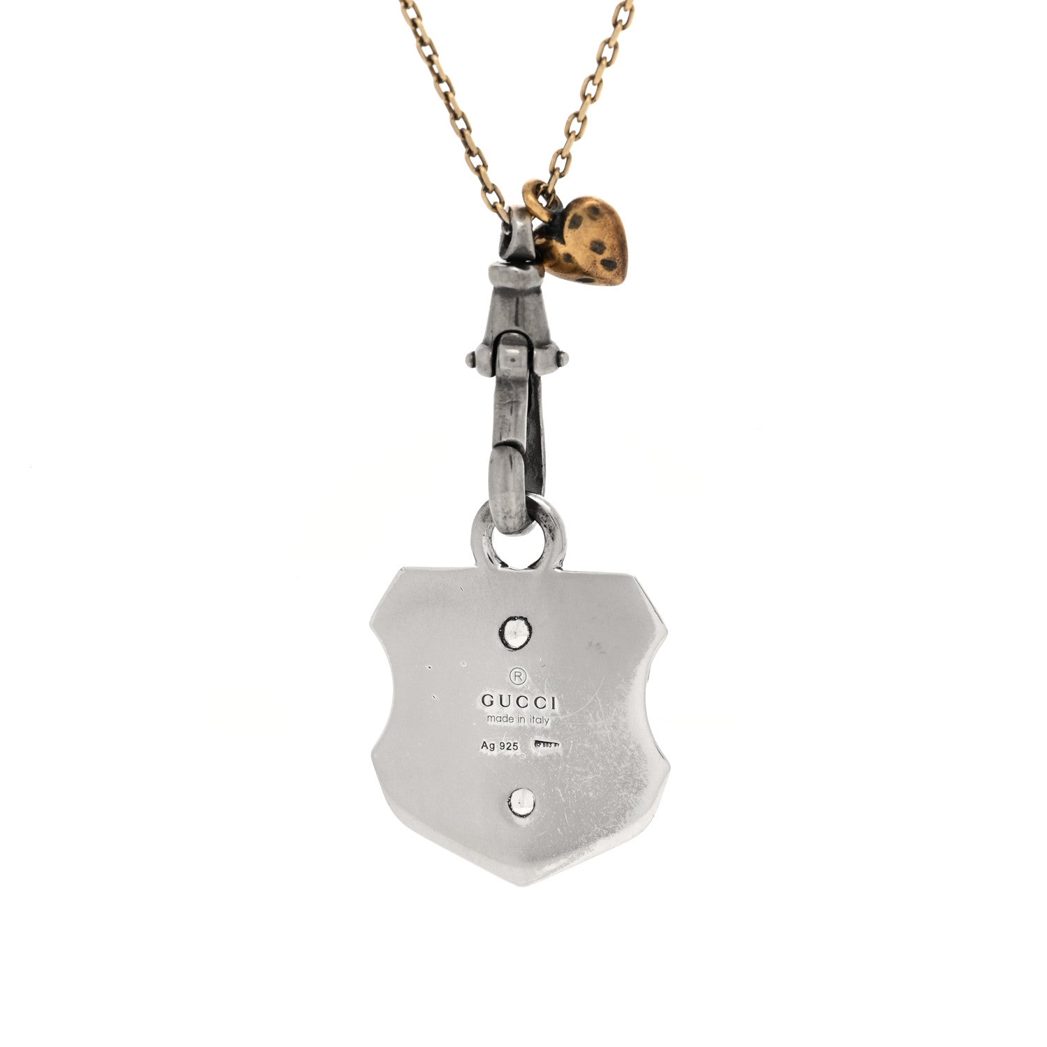 Gucci Sterling Silver Crest Necklace Gold 4 of 5