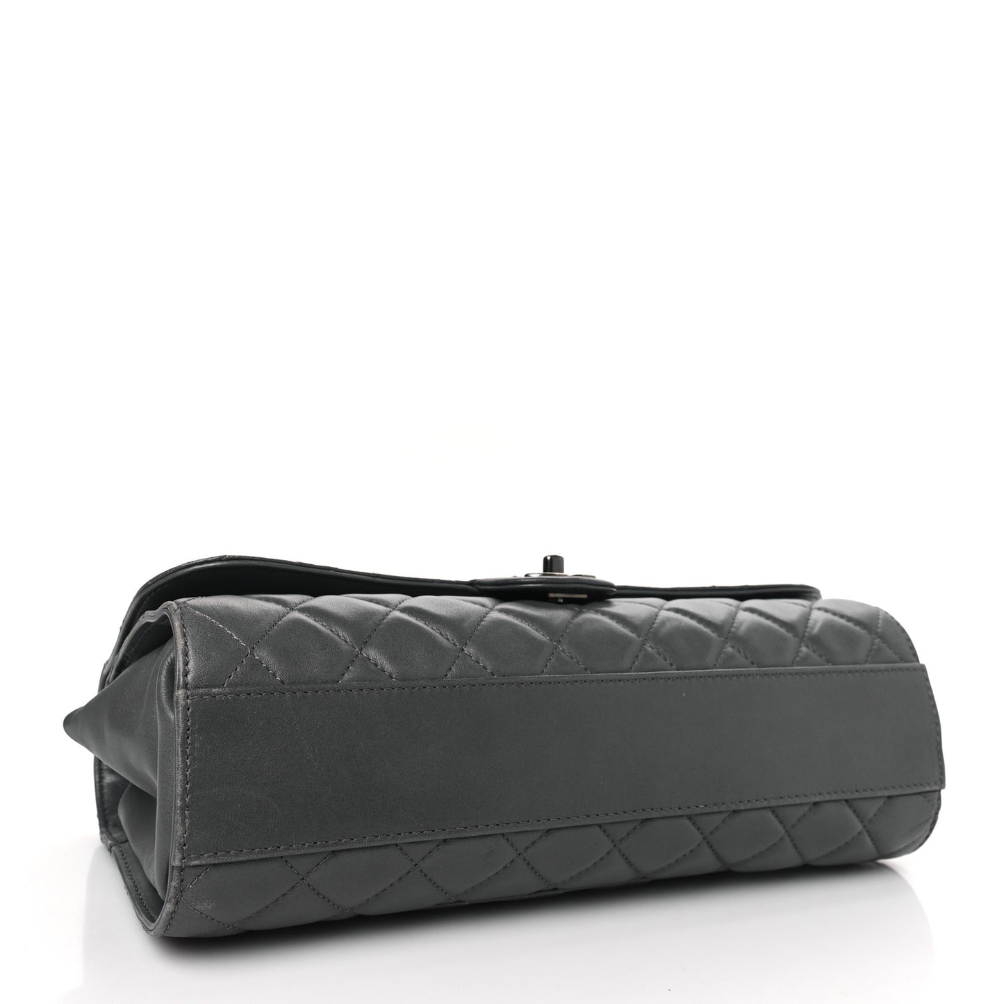 Lambskin Quilted Jumbo Grocery By Chanel Drawstring Shopping Bag Grey