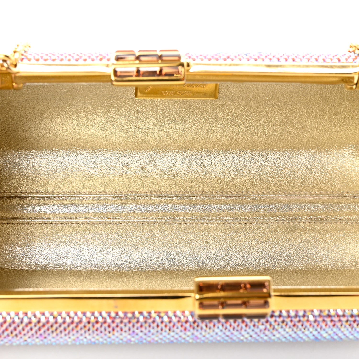Judith Leiber Swarovski Crystal Minaudiere Clutch Gold 5 of 8