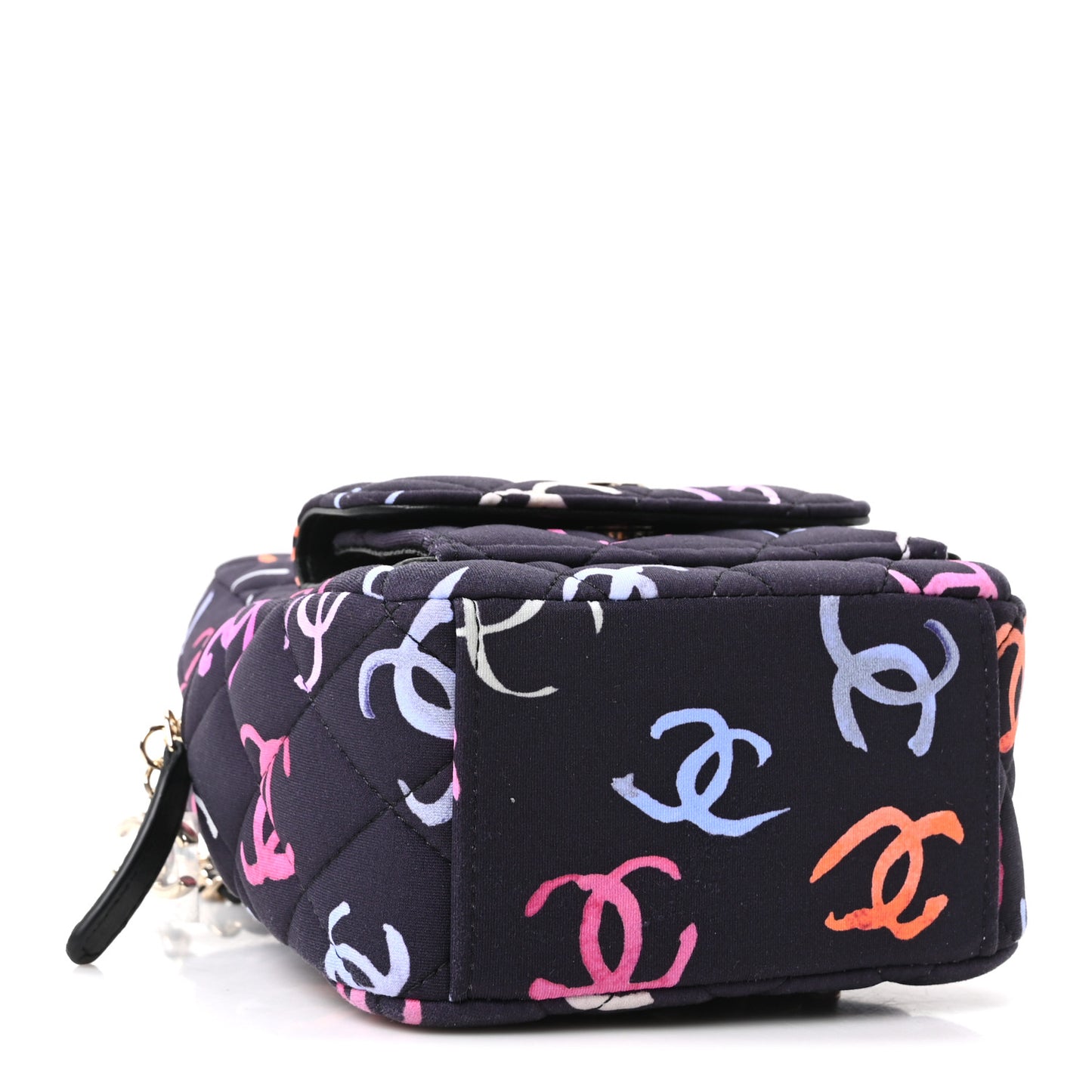 Printed Fabric Quilted CC Mini Classic Backpack Black Multicolor