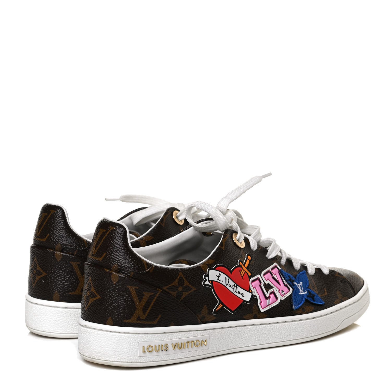 Louis Vuitton Calfskin Monogram LV Black Heart Sneakers 36 Cacao 4 of 13