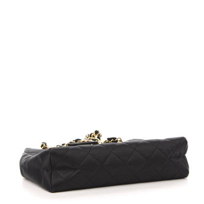 Chanel Satin Quilted Crystal CC Shoulder Bag Black 4 of 10
