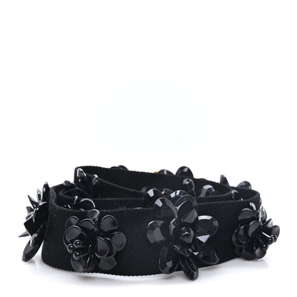 Prada Canvas Crystal Flower Shoulder Strap Black 2 of 3