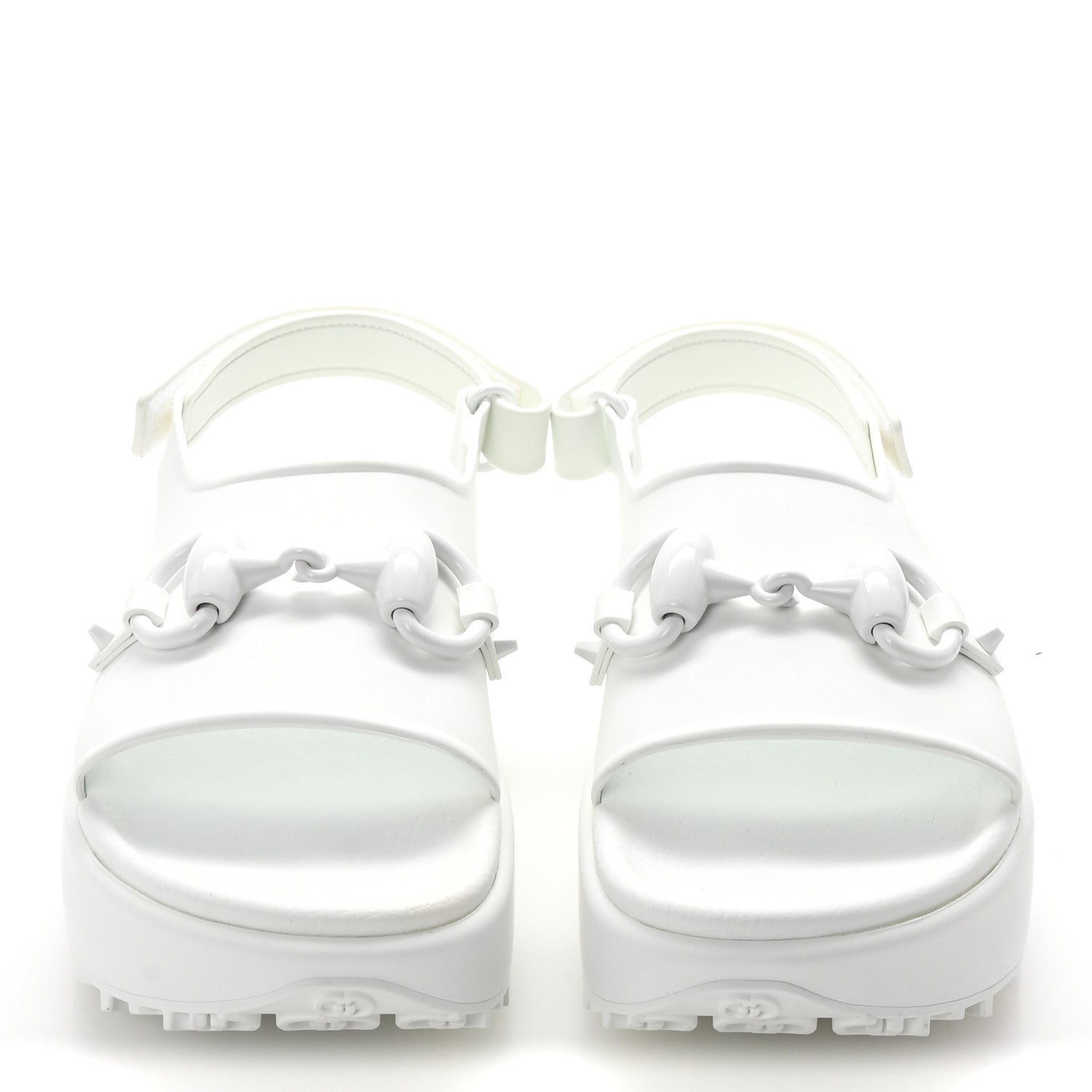 Gucci Soft Rubber Horsebit Touch Womens Strapped Sandals 37 Great White 3 of 9